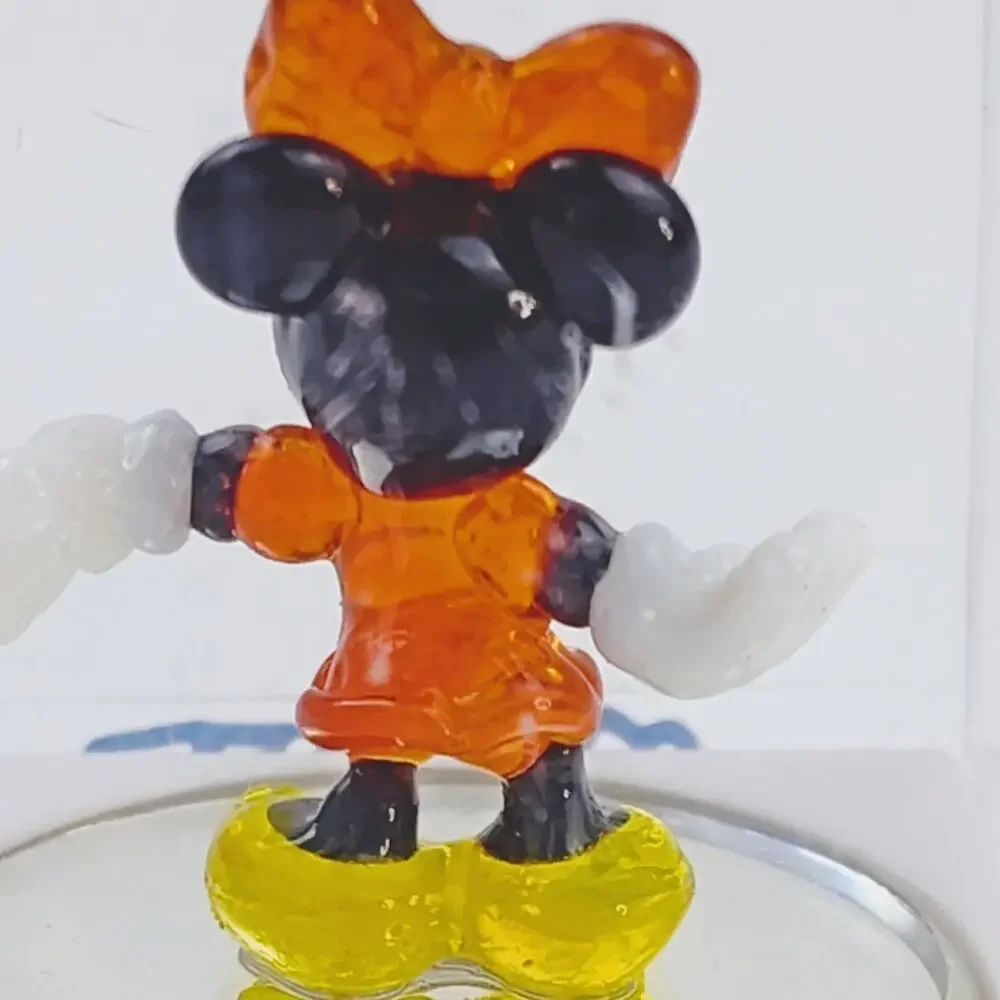 Disney Minnie Mouse Small Glass Desk Figure Rare Collectible